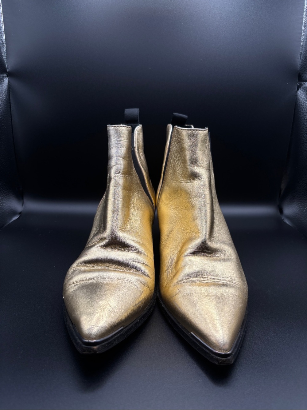 Acne Metallic Gold Pointed-Toe Chelsea Booties - Picture 5 of 10